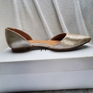 J. Jill Silver Metallic Flat Leather Shoes Size 7